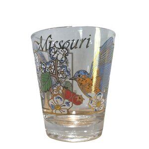 Shot Glass Missouri Bluebirds Flowers Souvenir Tourist